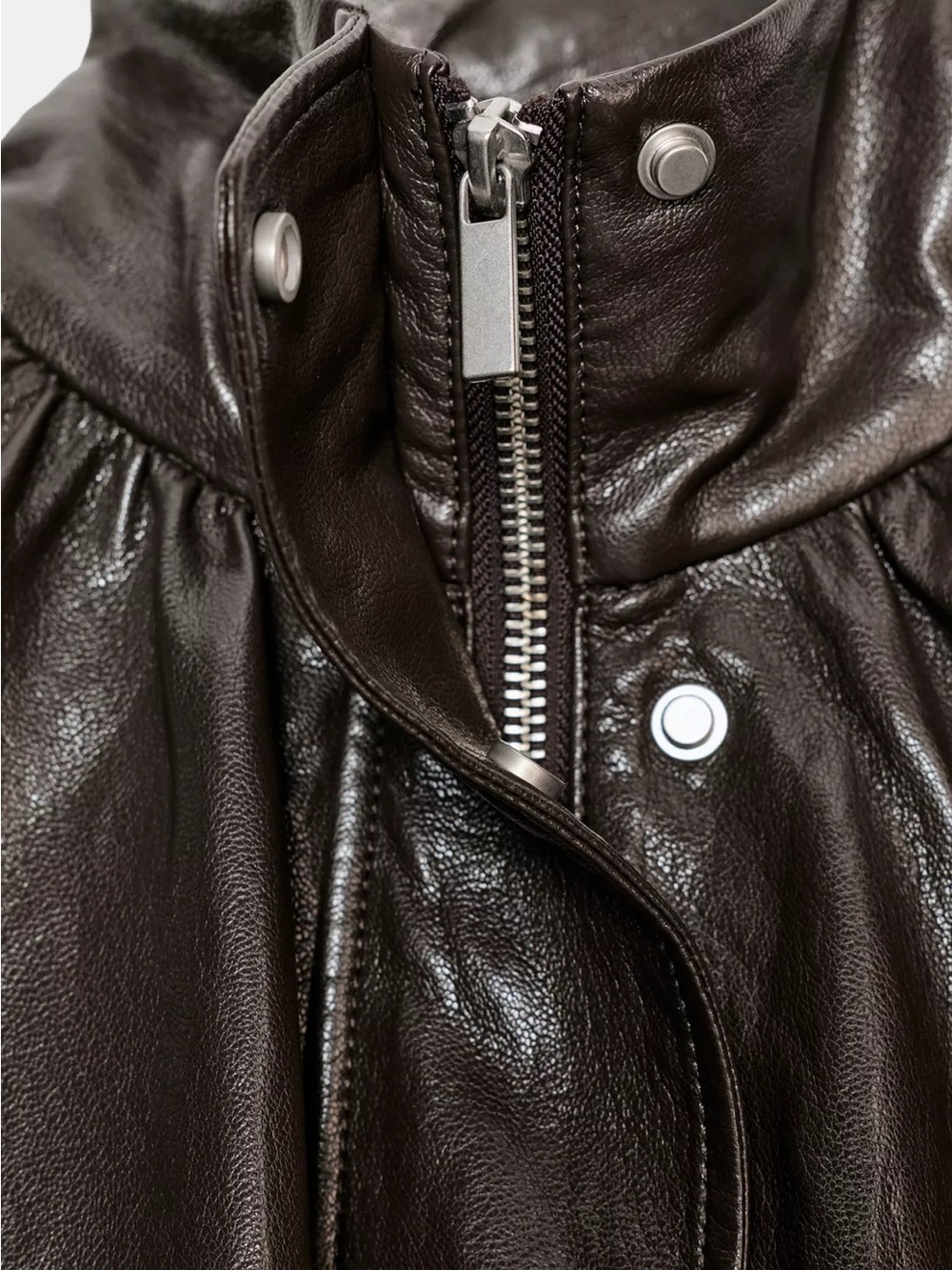 Zara Dark Brown Shiny Bomber Jacket - Picture 6 of 6